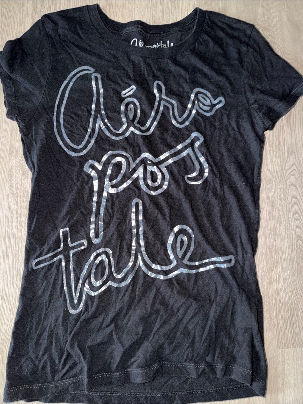 Aeropostale Black Short Sleeve Script Logo Tee